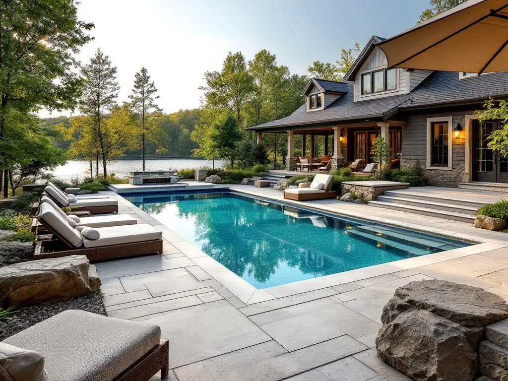 Poolscaping Example for a Cottage on a Lake in Muskoka