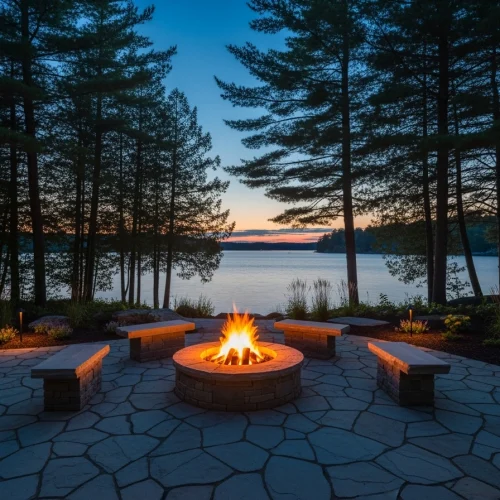 Custom Stone Fire Pits & Outdoor Fireplaces in Muskoka 3 Another Muskoka Landscapes and Design Outdoor Firepit