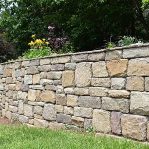 Muskoka Landscapes & Design Premier Natural Brick Retaining Wall Building Example