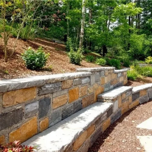 Muskoka Landscapes & Design Premier Natural Stone Retaining Wall Building Example