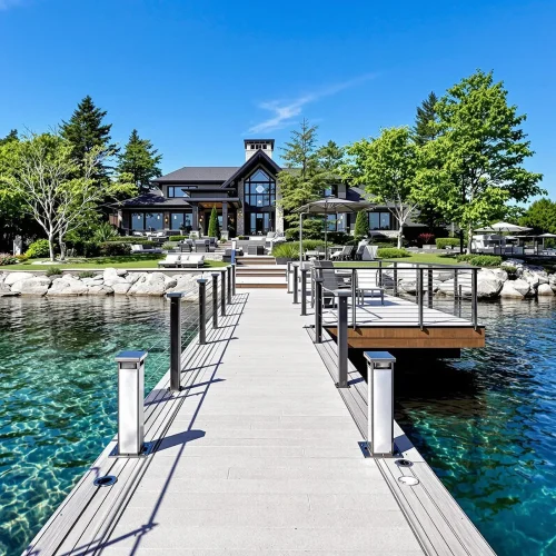Dock Installation & Replacement Services in Muskoka | Muskoka Landscapes & Design 2 Muskoka Landscapes and Design Modern Dock Installation on a Lake